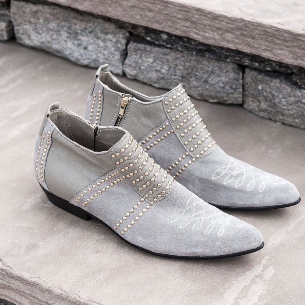 🐺Anine Bing Charlie Boots Gray low/Silver hardware size 38 🐺